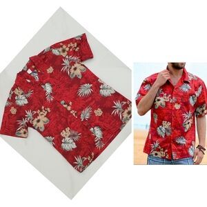 NEW Palmwave Tropical Red Hawaiian Men’s Shirt Sz M